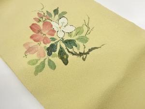 縮緬地金彩手描き草花模様名古屋帯